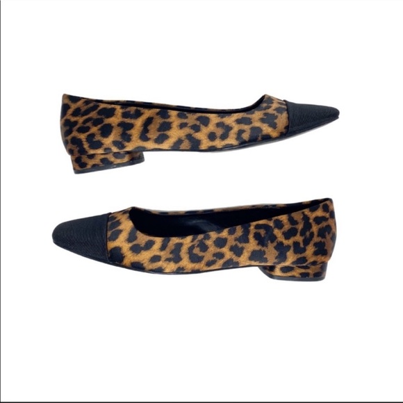 ZARA Animal Print Black Point Toe Flat with Heel Size 6 - Picture 1 of 9